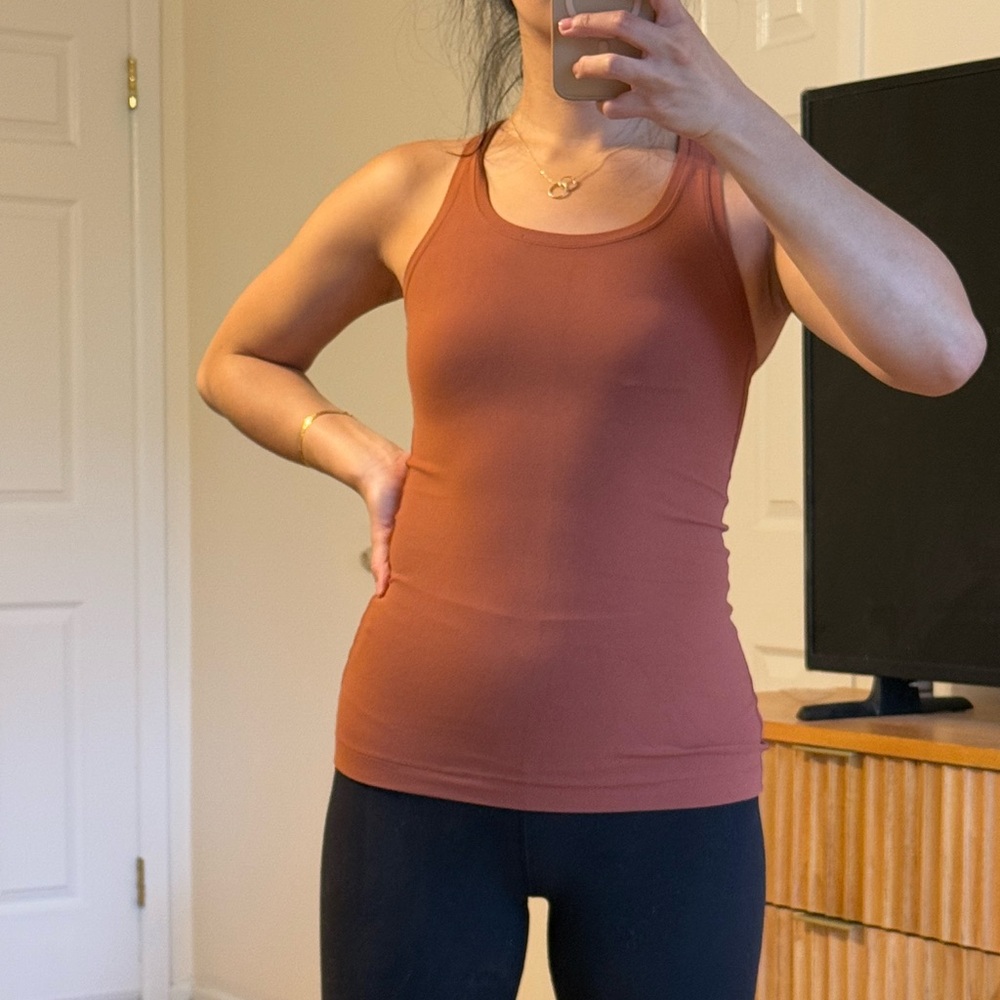 Lululemon Athletica Orange Fitted Tank Top